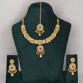 Gold Plated Rajwadi Finish AD Necklace Set