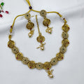Gold Plated Pearl Necklace Set With Earring and Maangtika