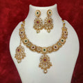 Traditional Gold Plated Multicolor Necklace Set With Earring and Maangtika ( CODE: M10)